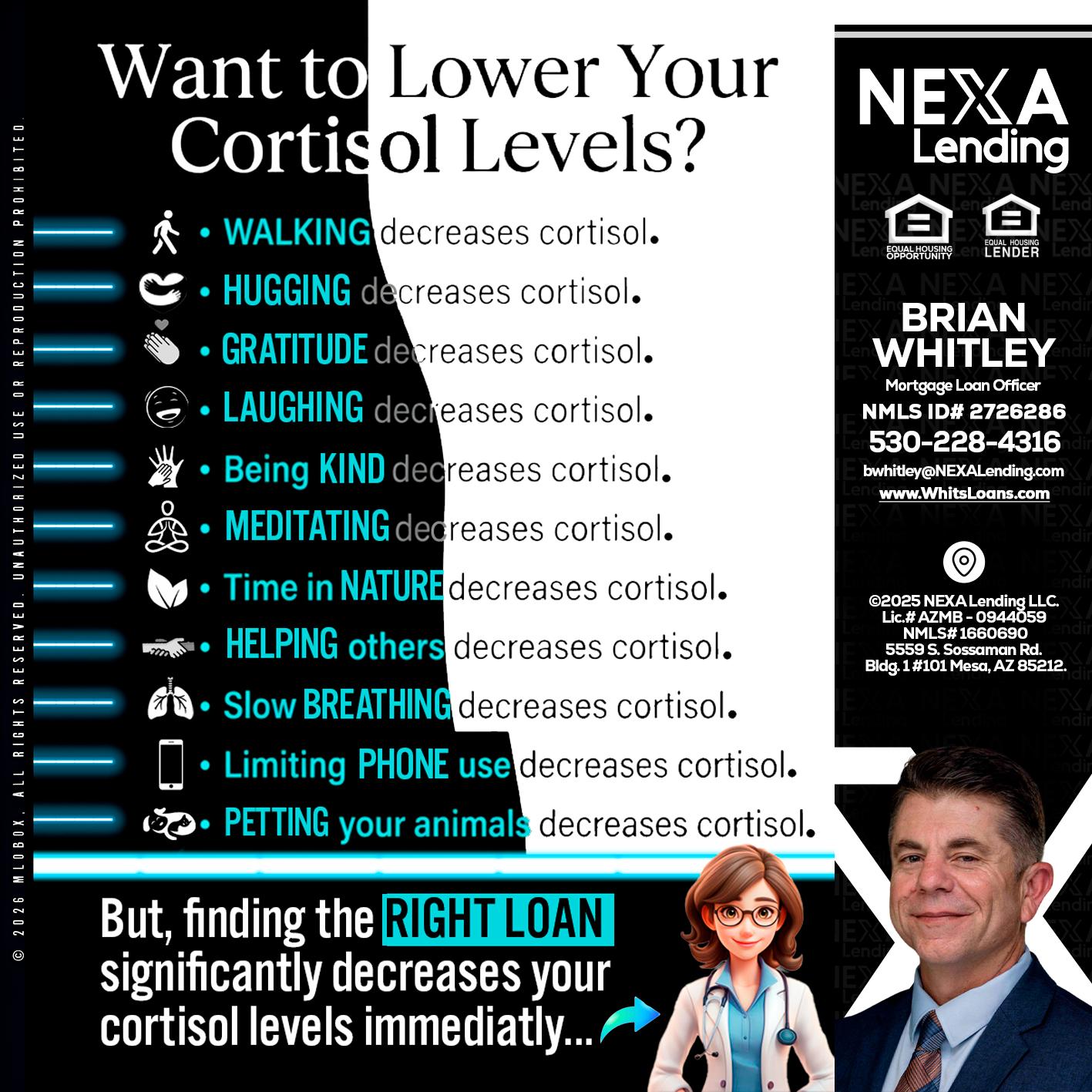 Want to lower Your Cortisol Levels? - Brian Whitley -Mortgage Loan Officer